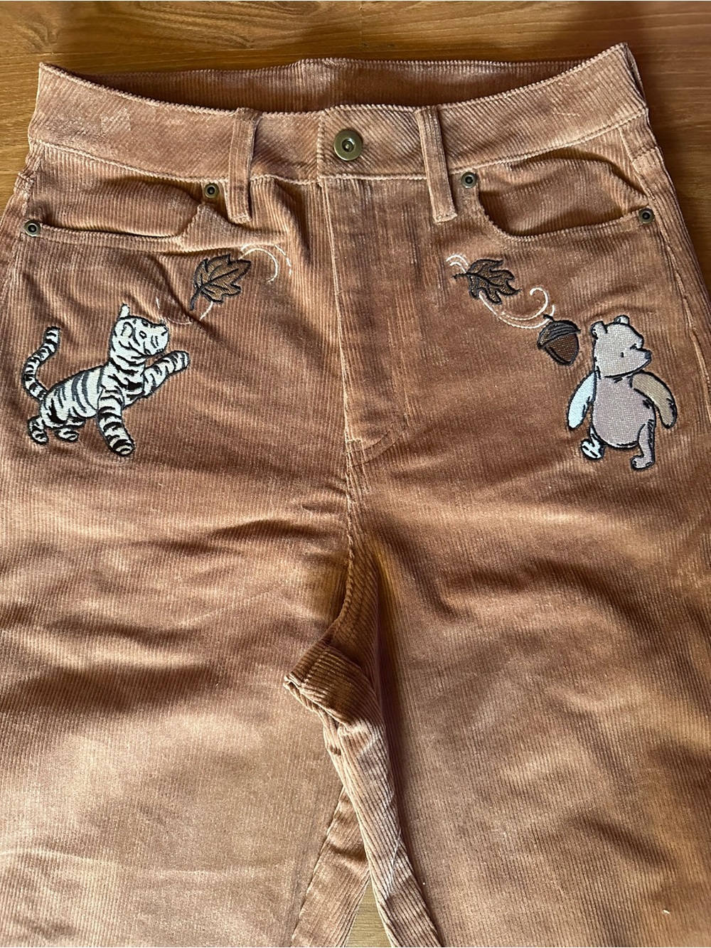 Her Universe Winnie The Pooh Corduroy Boyfriend Jeans with Embroidered Motifs
